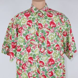 Tango by Max Raab Apple Print Button Up Shirt - L